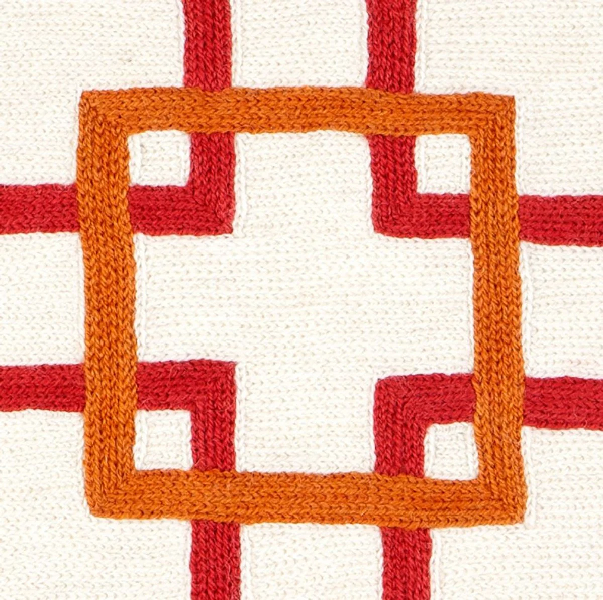 Decorative cushion in white / orange / red 50 x H. 50 cm - luxury living room accessories