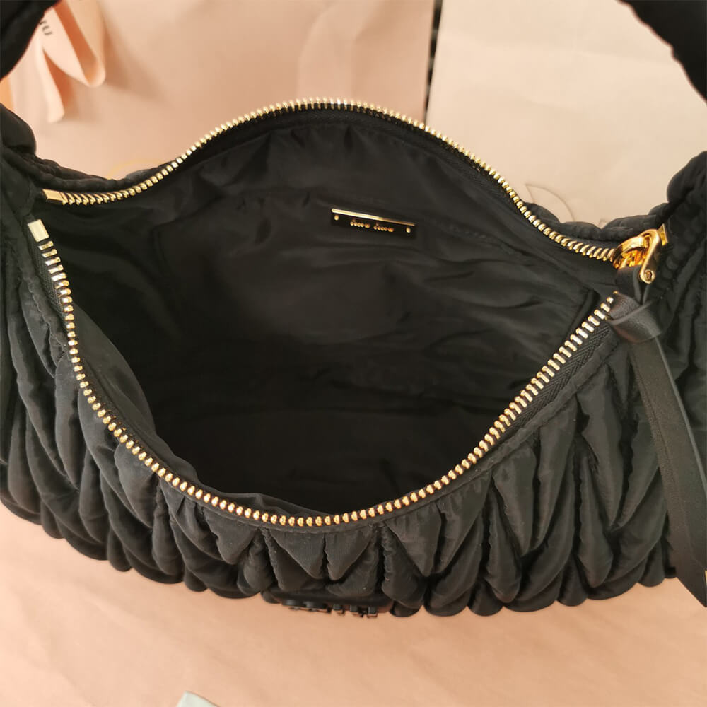 Miu Wander matelasse regenerated nylon hobo bag - Top Club