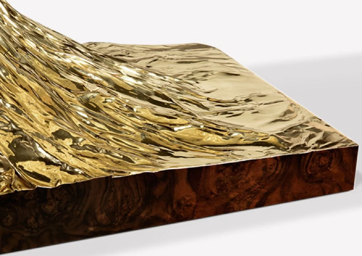 Luxury designer dining table brown / gold 330 x 130 x H. 76 cm - Rectangular dining room table - Italian luxury dining room furniture - Luxury furnishings - Luxury quality - Made in Italy