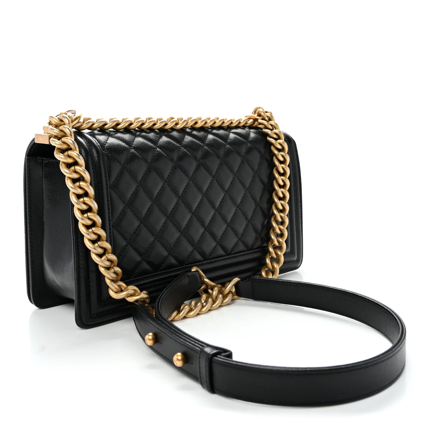 Caviar Quilted Medium Boy Flap Black - Top Club
