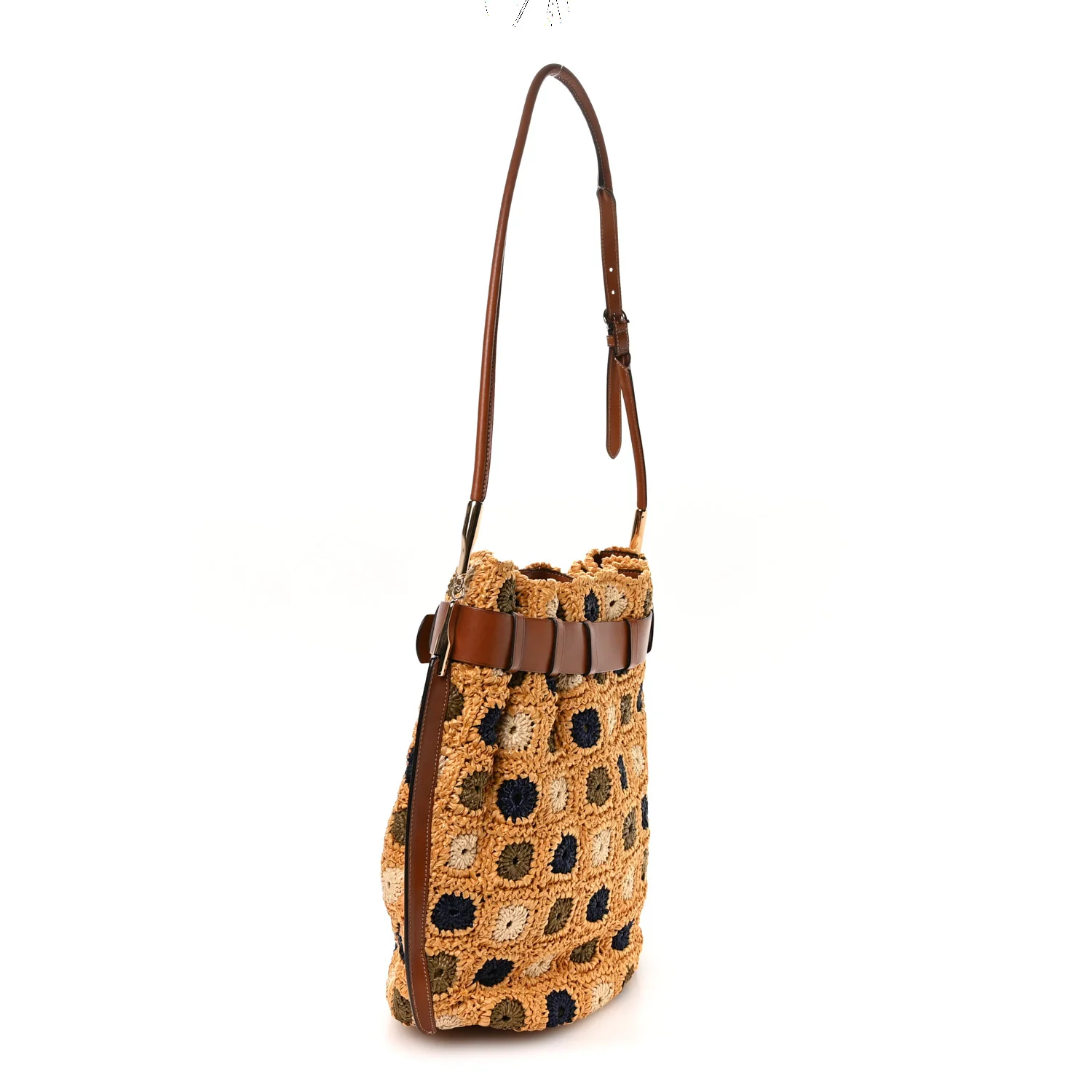 Straw Floral Belt Shoulder Bag Multicolor Tan - Top Club