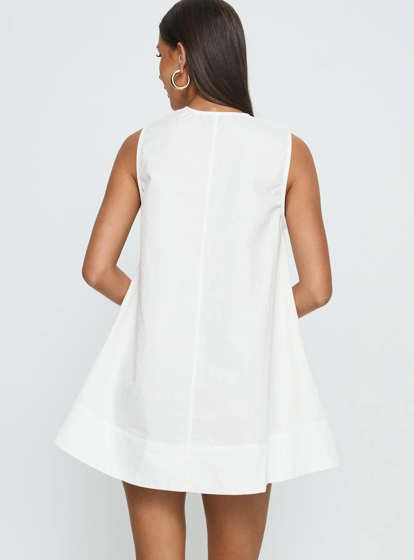 Eberta Ruched Baby Doll Mini Dress White