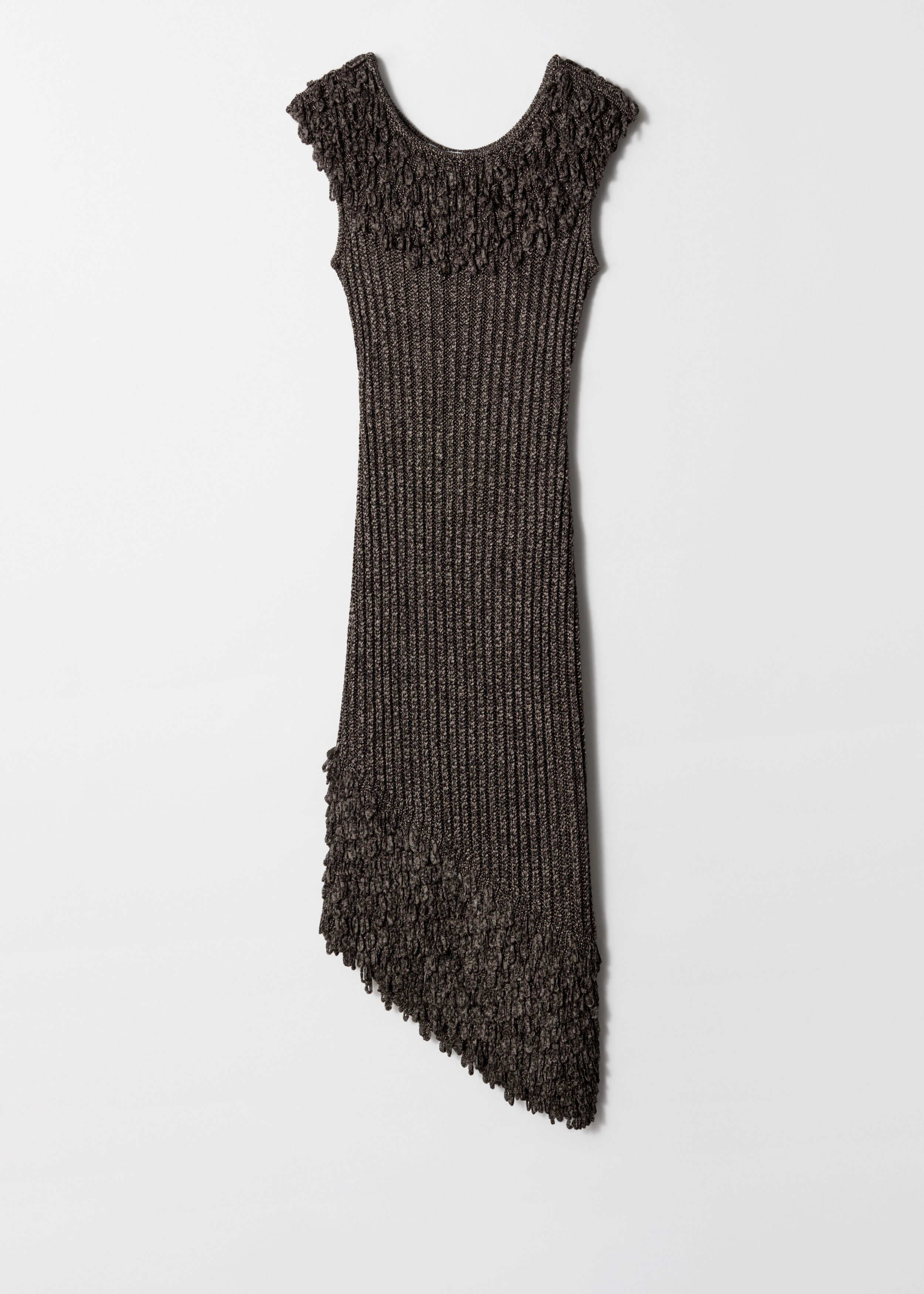 & Other Stories FRINGE RIB-KNIT MIDI DRESS