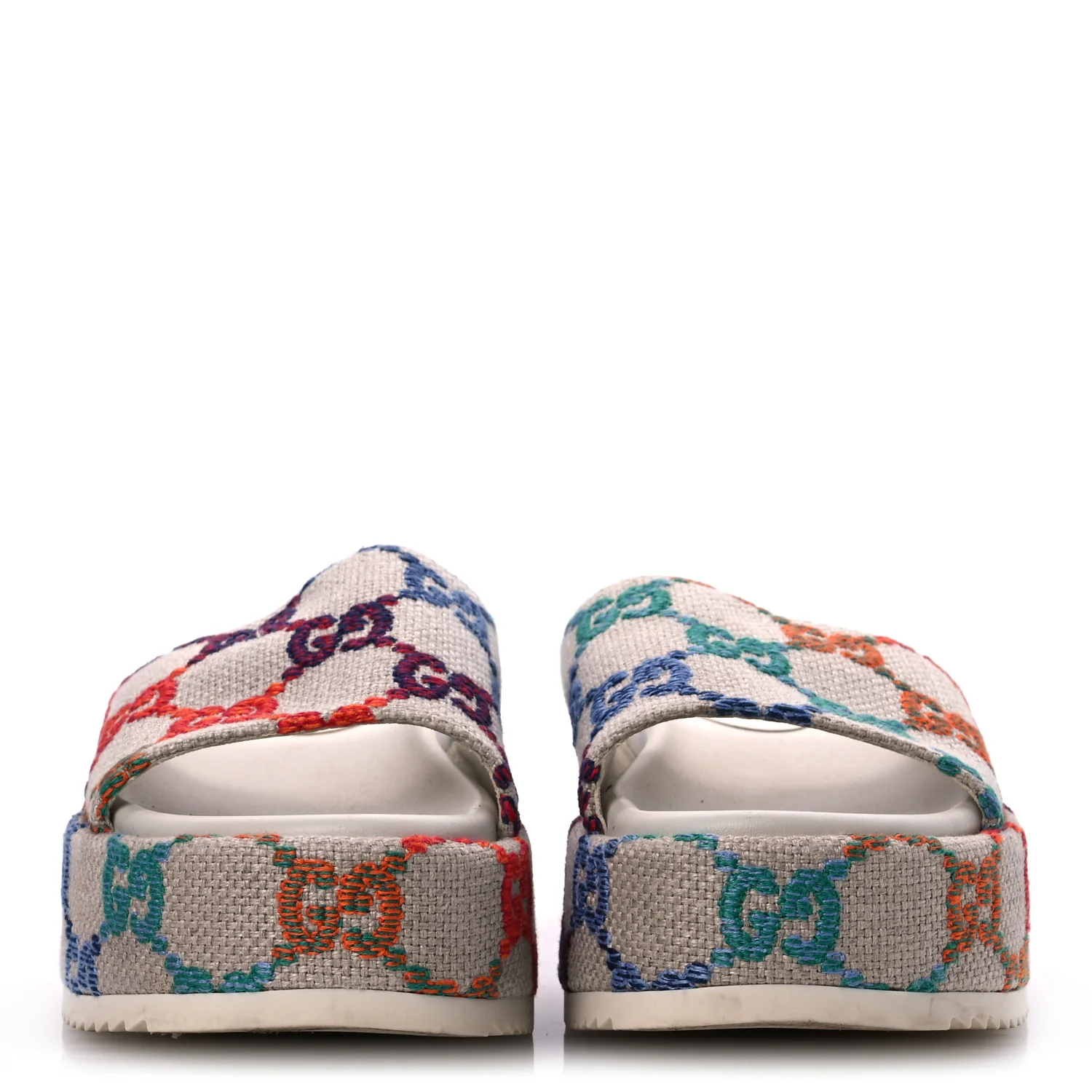 Linen Psychedelic Mini GG Monogram Angelina Platform 55mm Slide Sandals 36 Multicolor - Top Club
