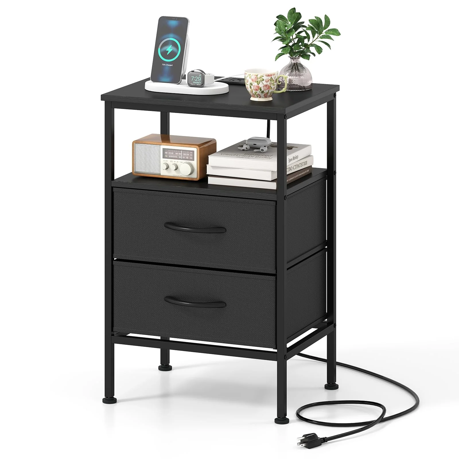 BEFOUNDLOVELY 1/2 Nightstands with Charging Station 24.5