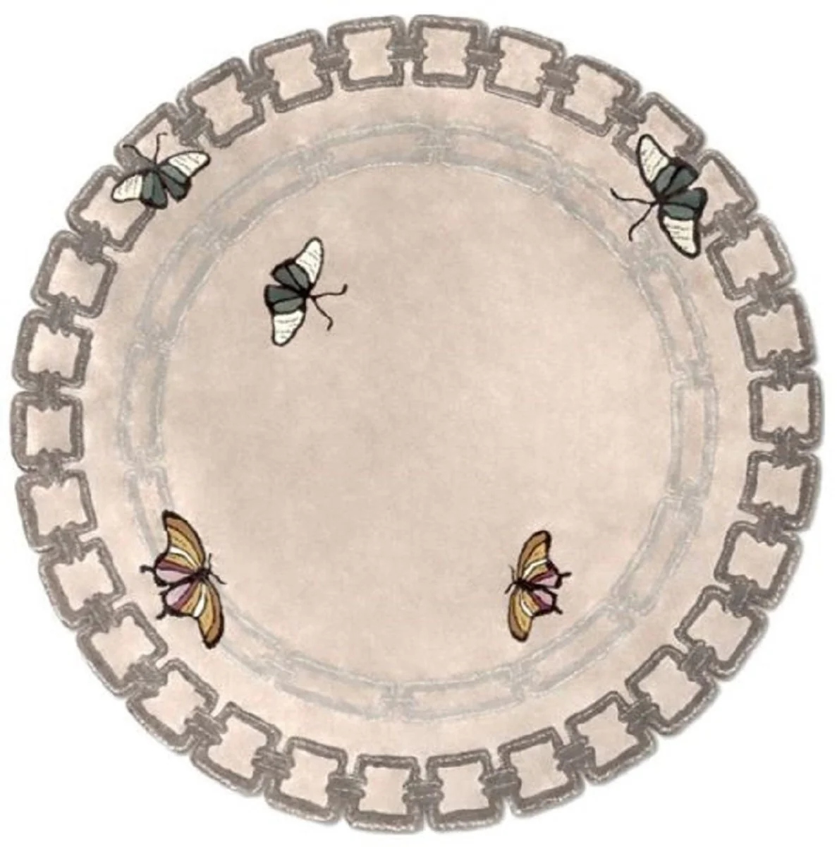 Luxury wool carpet butterflies multicolored Ø 200 cm - round design carpet - hand-tufted living room wool carpet - luxury quality
