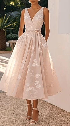 Women's sleeveless V-neck printed dress - Nordfashionstorm - Women's Clothing, Fashion for You - Nordfashionstorm.com