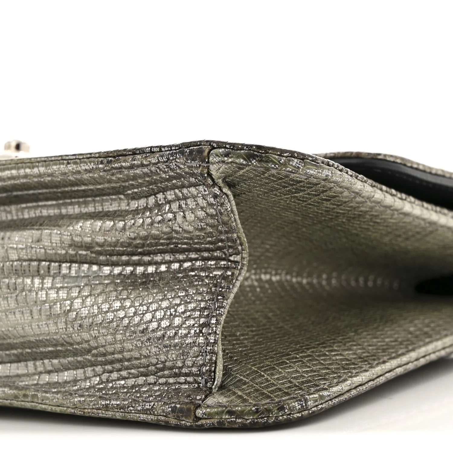 Metallic Lizard Miss Dior Promenade Pouch Gunmetal - Top Club