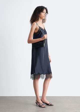 & Other Stories SILK SLIP MIDI DRESS