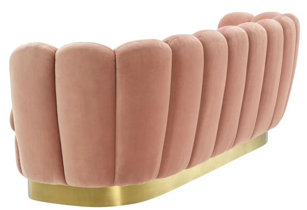 Luxury velvet sofa skin color / brass 225 x 90 x H. 80 cm - living room sofa - hotel sofa - luxury furniture - luxury quality