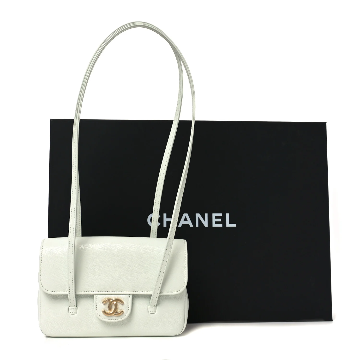 Shiny Caviar Mini Preppy Coco Shoulder Bag Light Blue - Top Club