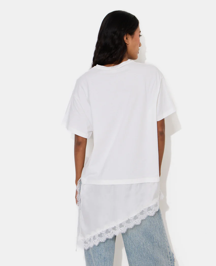 Pimkie T-shirt oversize avec empiècement satin et dentelle