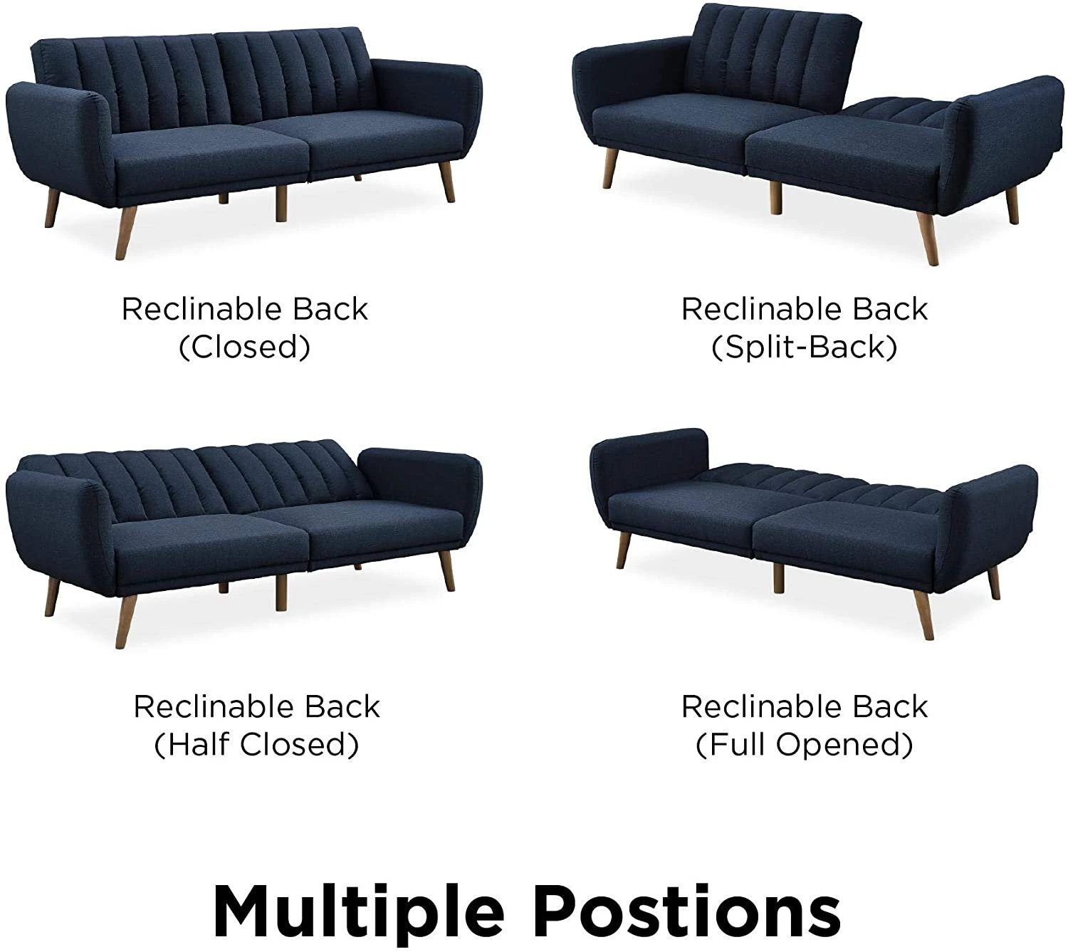 Novogratz Brittany Sofa Futon - Navy Linen