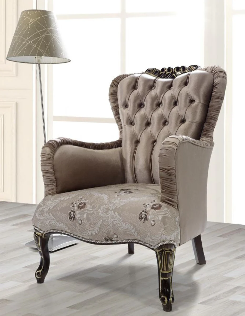 Baroque living room set brown / beige / black / gold - 2 sofas & 2 armchairs & 1 coffee table - living room furniture in baroque style
