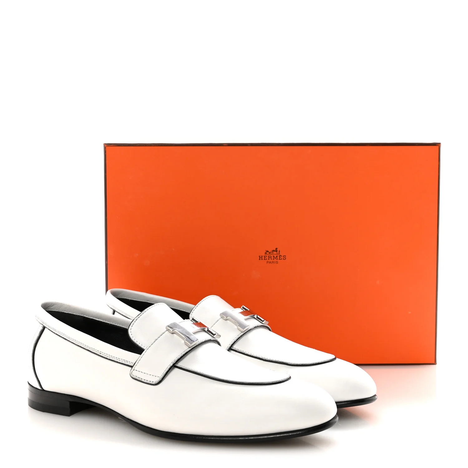 Calfskin Womens Paris Loafers 37.5 White - Top Club