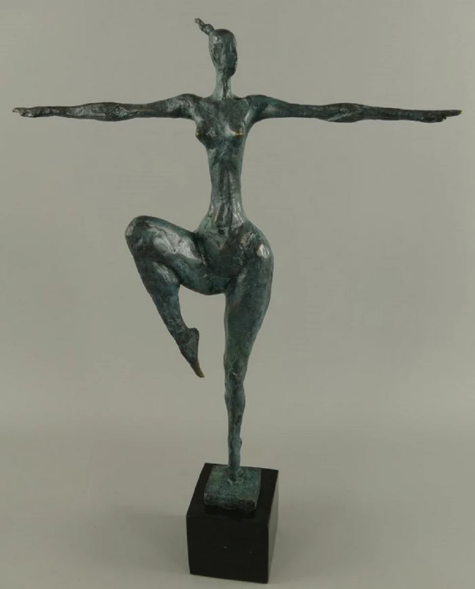 Luxury bronze sculpture dancer blue / black 36 x 8 x H. 52 cm - bronze figure with marble base - decorative accessories