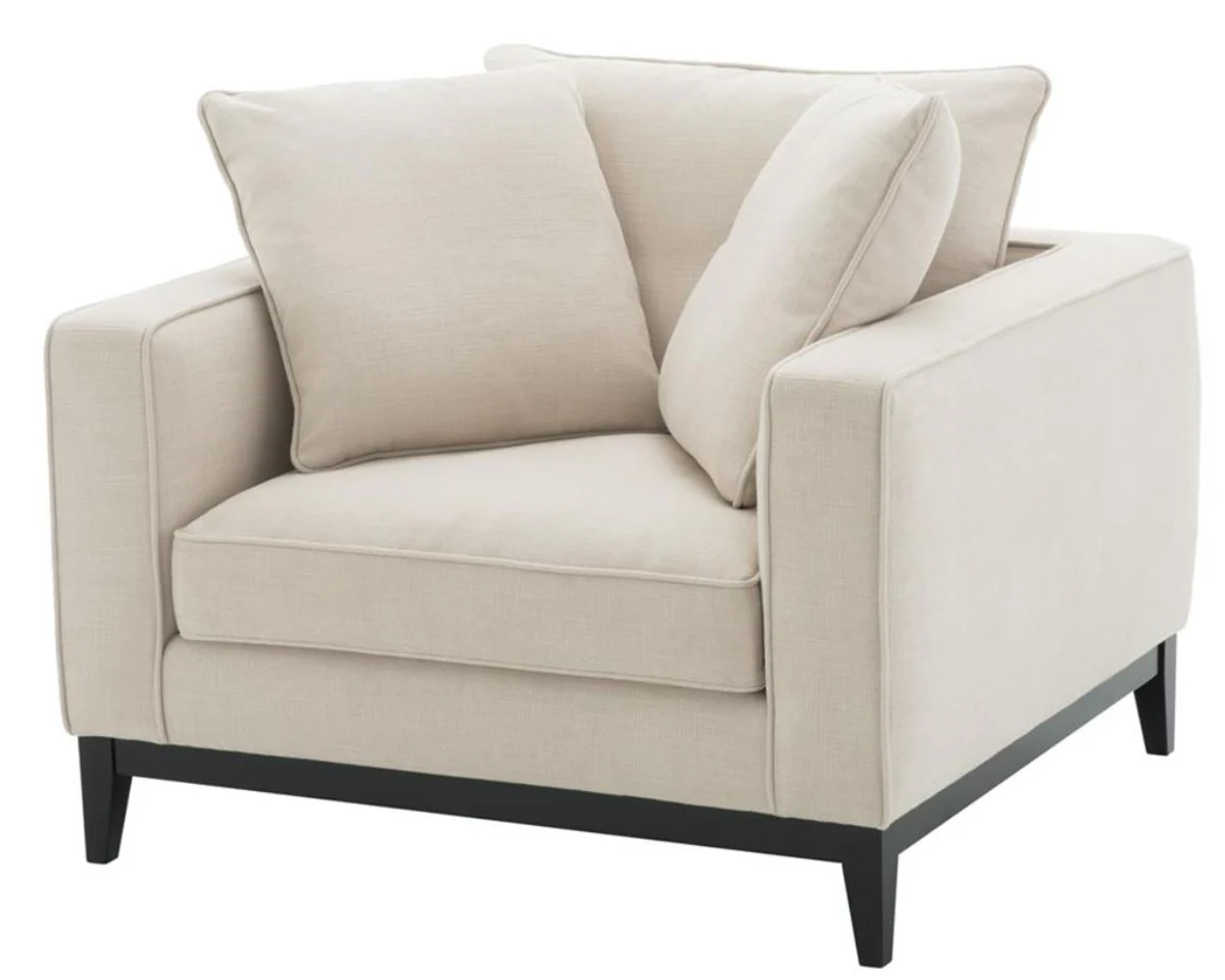 Luxury living room armchair natural color 116 x 106 x H. 94 cm - luxury furniture
