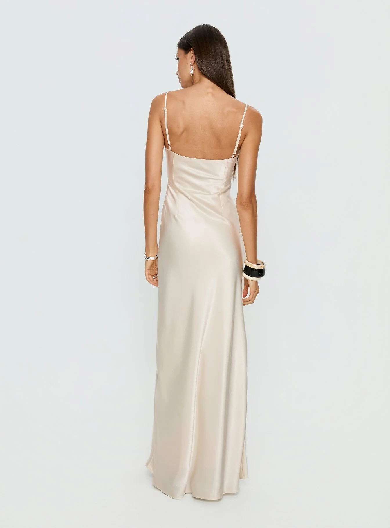 Miracles Scoop Satin Maxi Dress Champagne