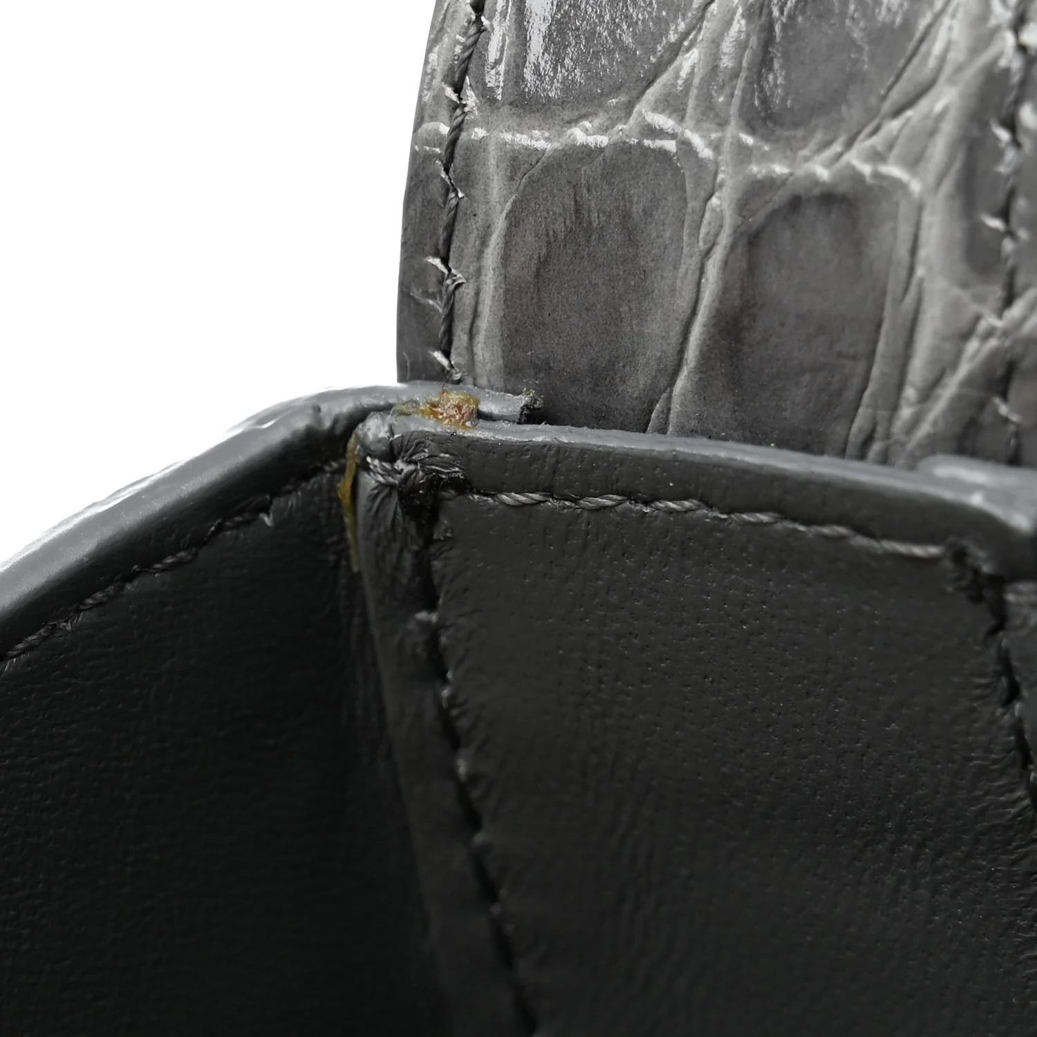 Calfskin Crocodile Embossed Large Greca Goddess Bag Charcoal - Top Club