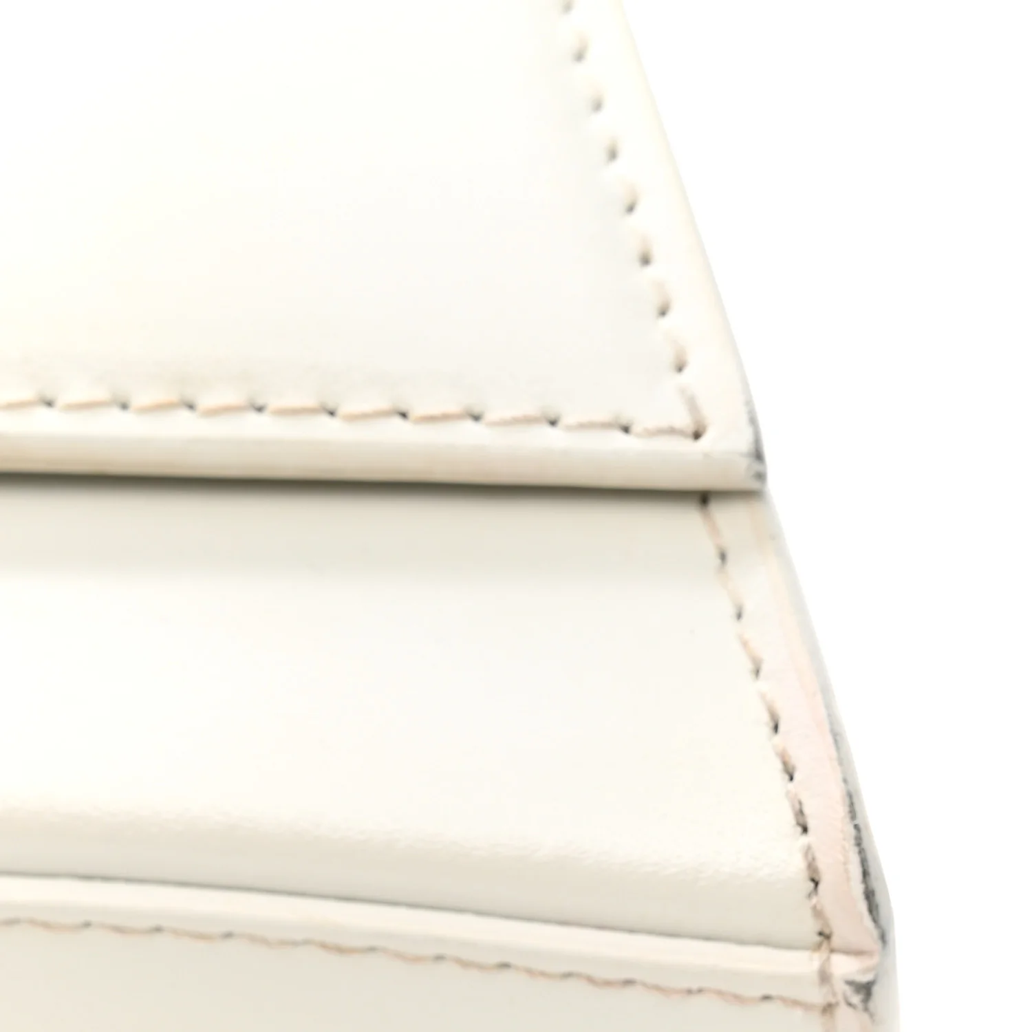 Shiny Box Calfskin Tonal B Hourglass Stretch Top Handle Bag White - Top Club
