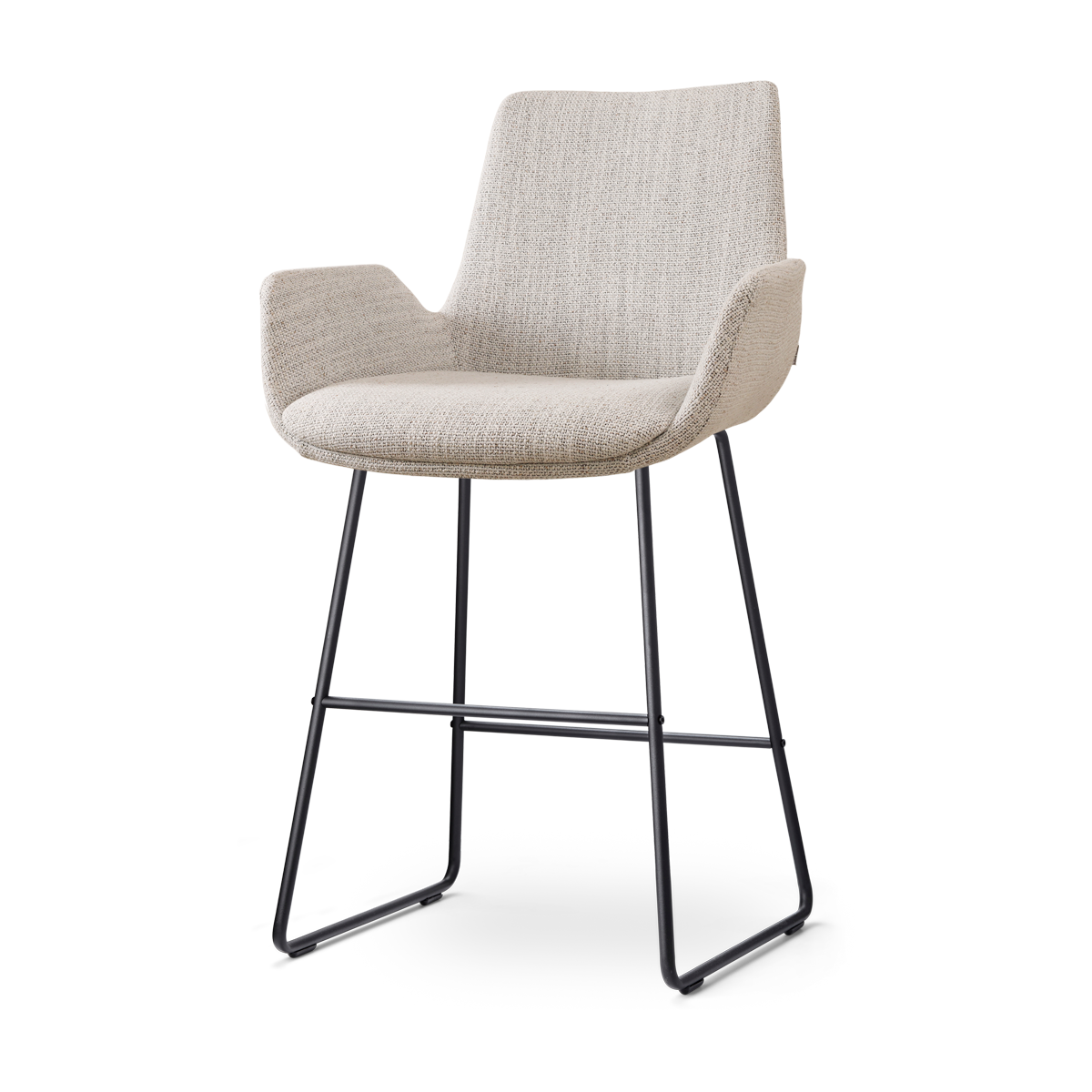 Barkruk Nino-Eef grijs beige gemêleerd - zwart - 65 cm