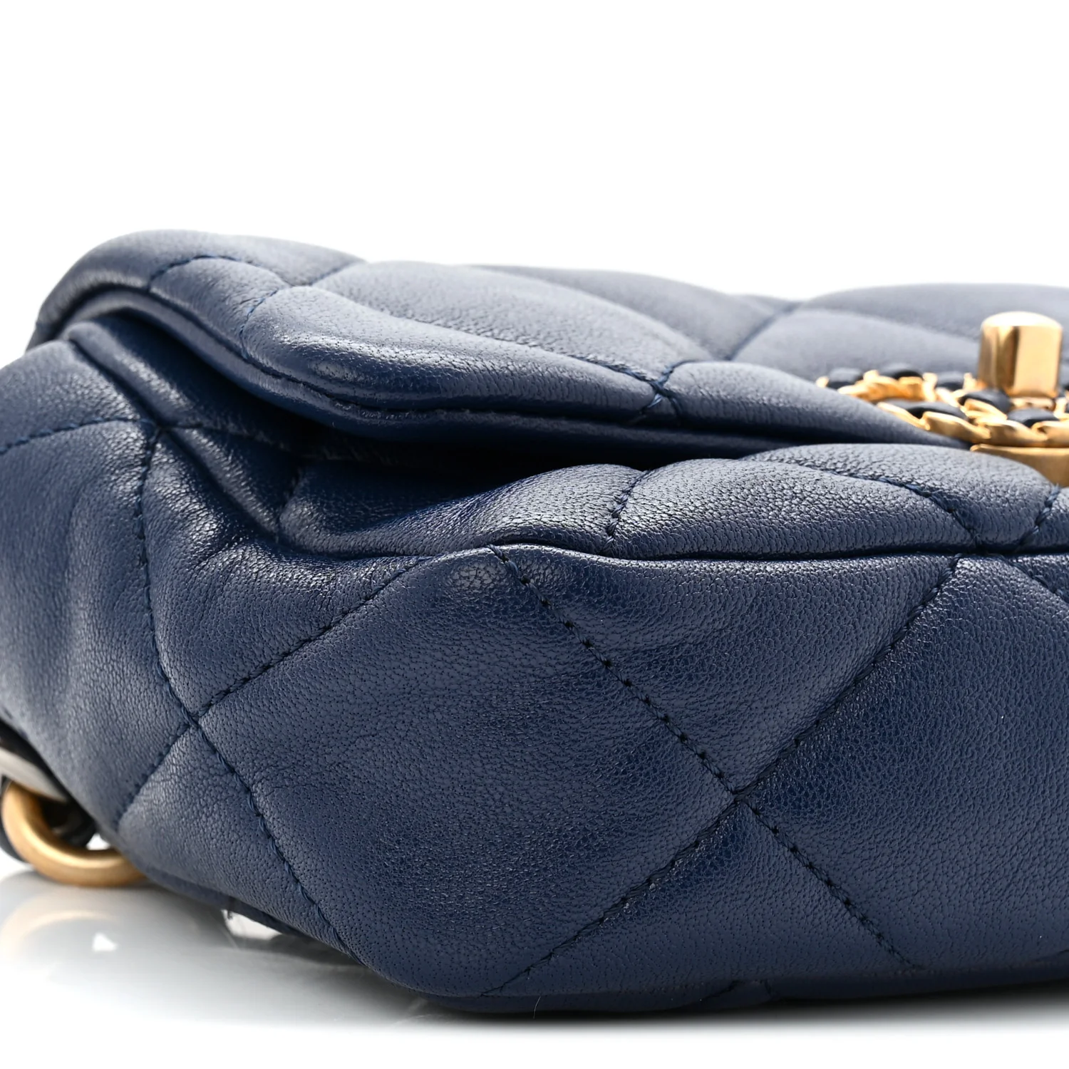 Goatskin Quilted Chanel 19 Waist Bag Dark Blue - Top Club