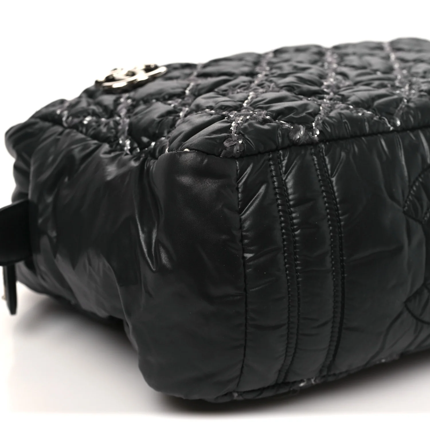 Nylon Quilted Tweed Stitch Bubble Camera Case Black - Top Club