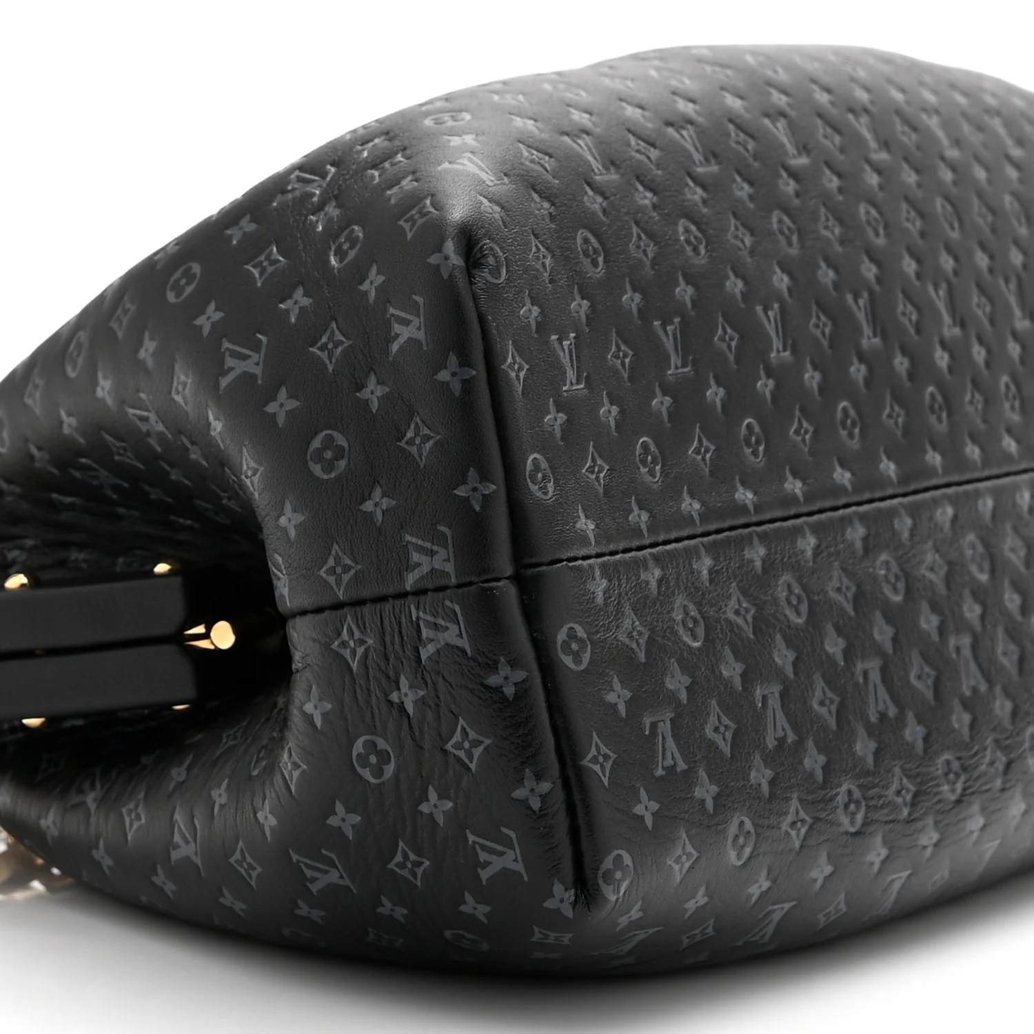 Calfskin Nanogram Embossed Clutch Black - Top Club