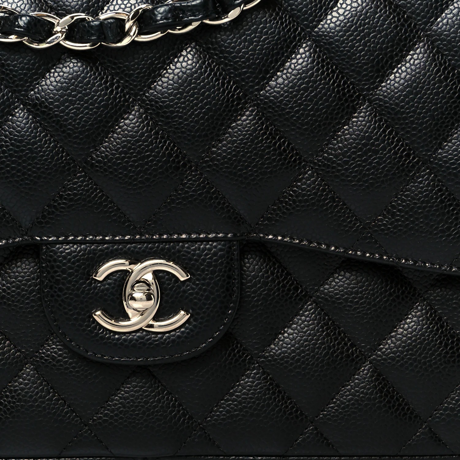 Caviar Quilted Jumbo Double Flap Black - Top Club
