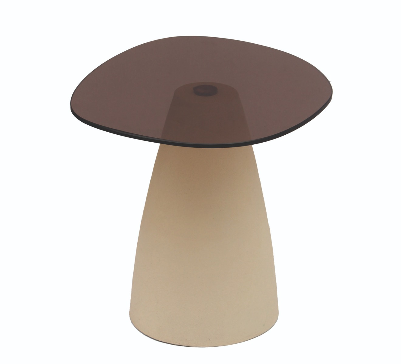 Bijzettafel Milan rookglas 50 cm beige