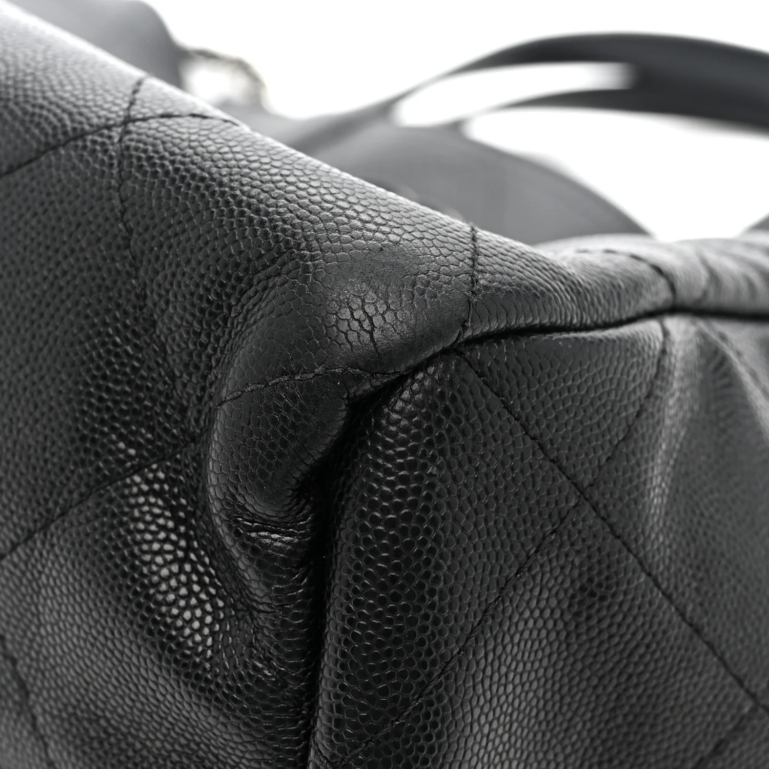Caviar Stitched Large Lady Coco Shopping Tote Black - Top Club