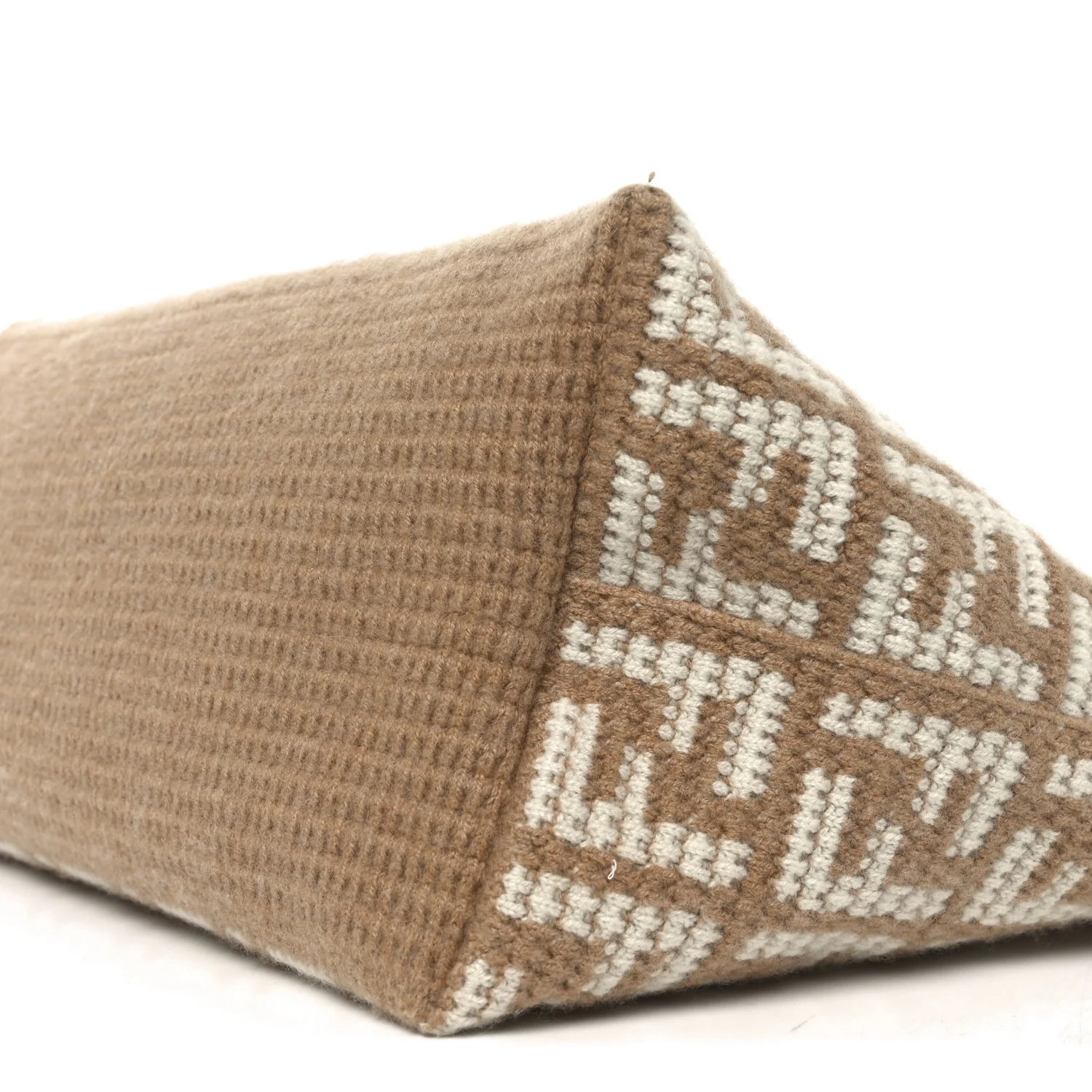 Cashmere Knit FF Large Shopper Tote Cammello - Top Club