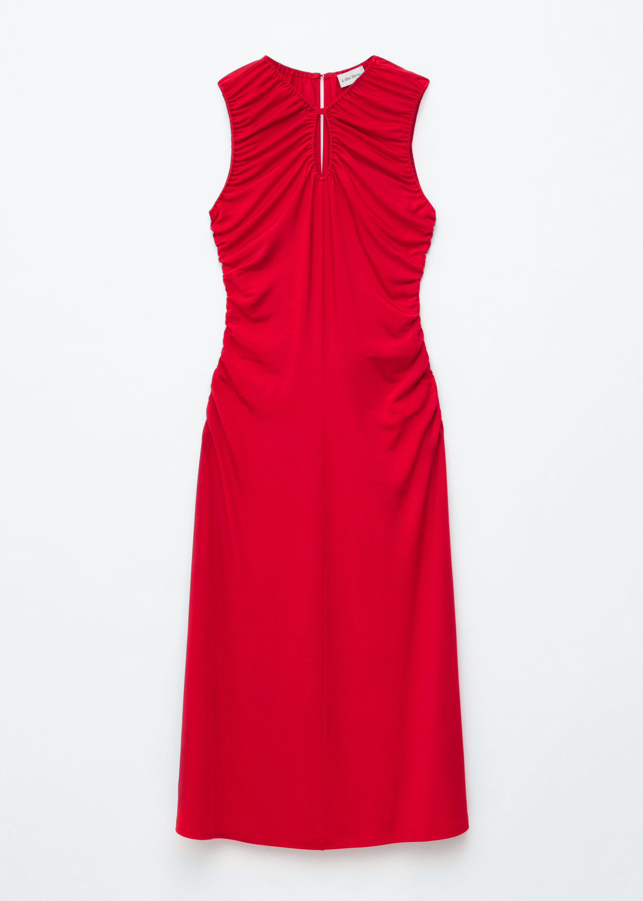 & Other Stories RUCHED KEYHOLE-NECK MIDI DRESS