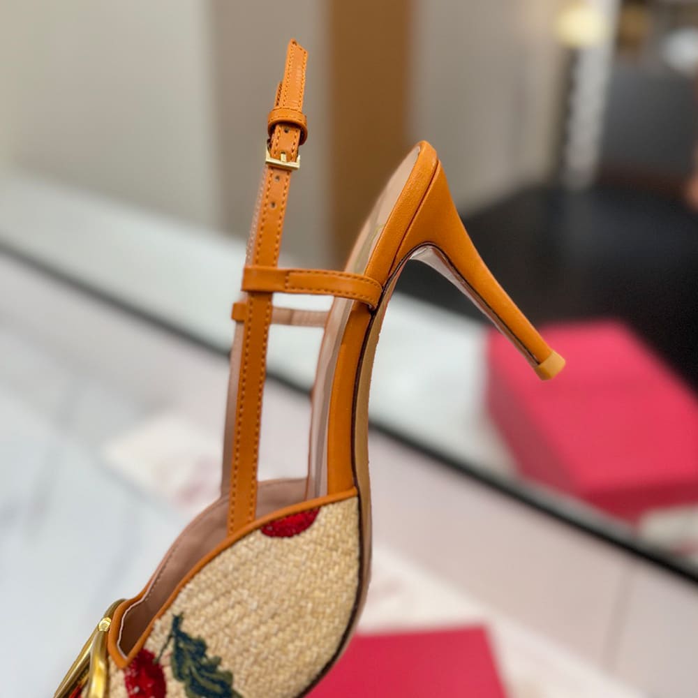 VALENTINO VLOGO SIGNATURE cherry pattern jacquard lace-up high heels (heel height 5cm|8cm) - Top Club