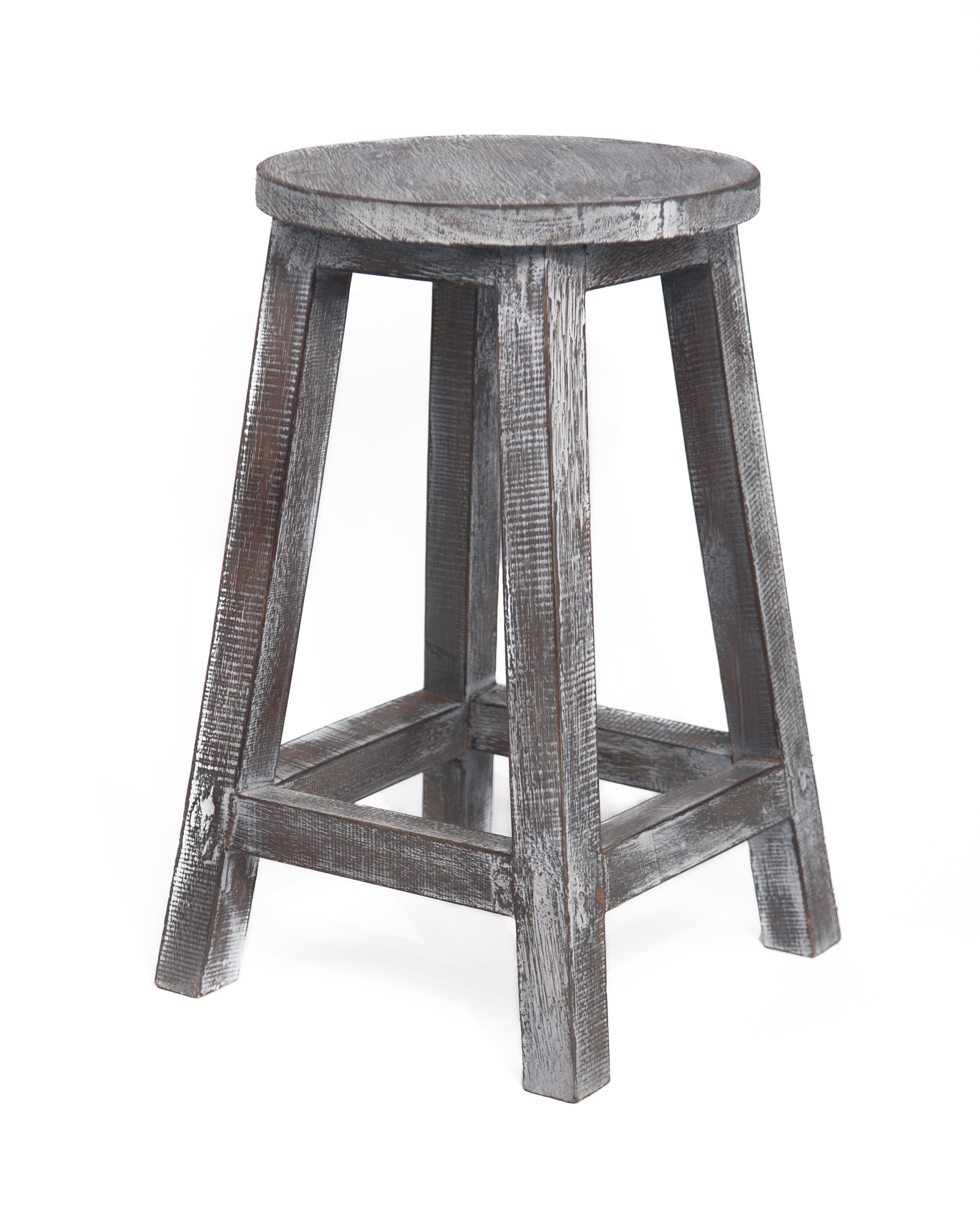Houten krukje grijs whitewash