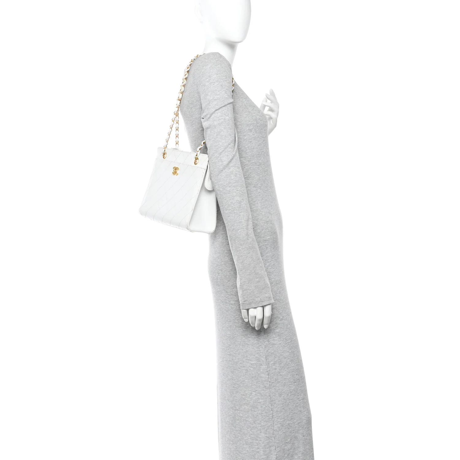 Caviar Quilted Shoulder Bag White