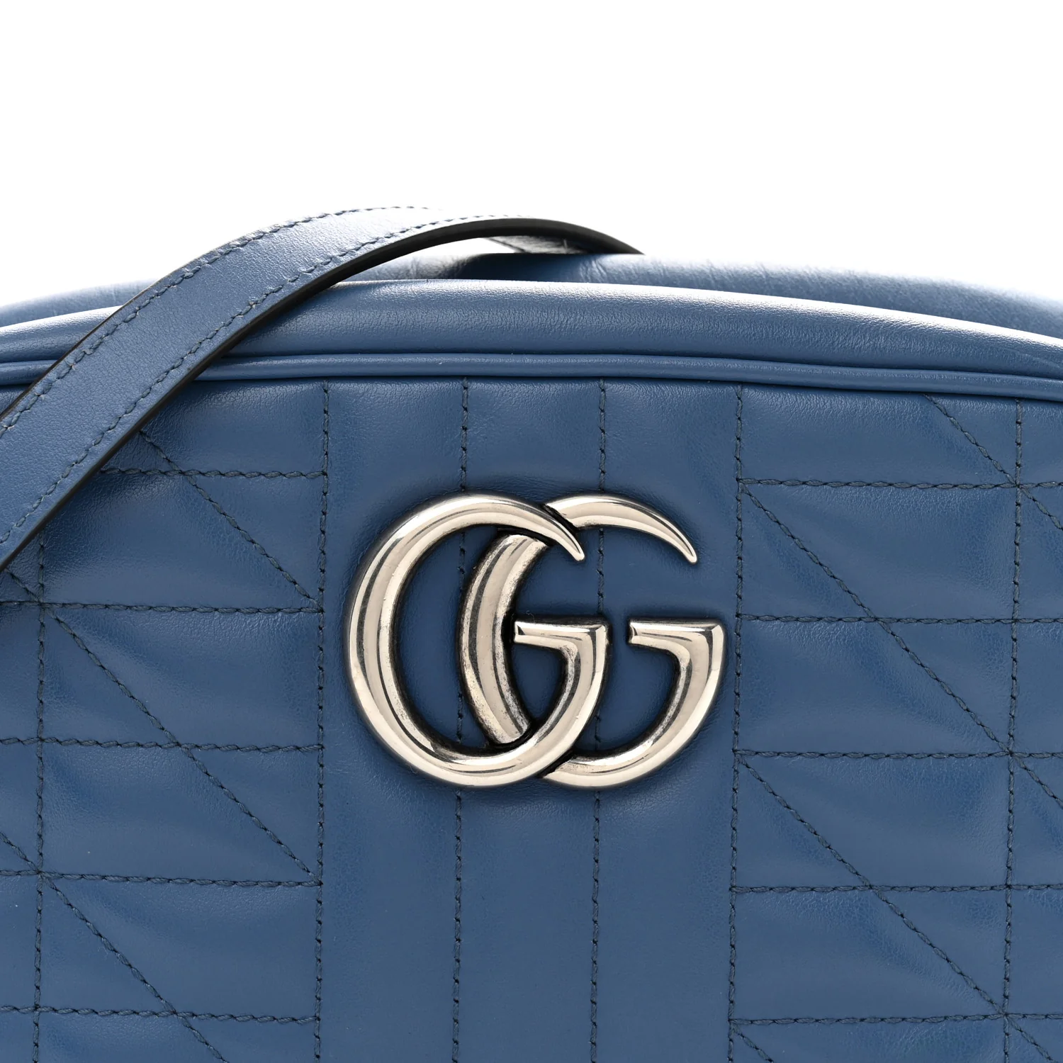 Calfskin Matelasse Aria Small GG Marmont Chain Shoulder Bag Clear Blue - Top Club