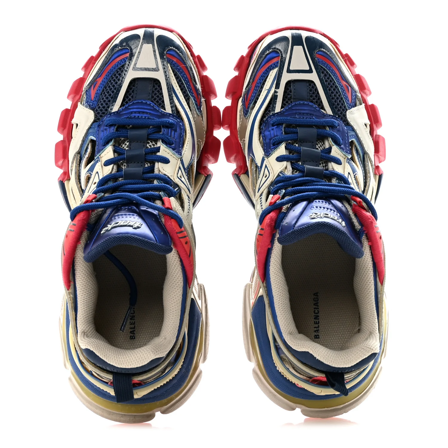 Rubber Mesh Bi-Color Womens Track.2 Open Sneakers 39 Beige Blue Red - Top Club