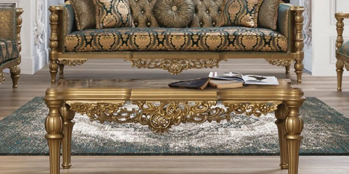 Luxury Baroque Coffee Table Gold - Handcrafted Solid Wood Table in Baroque Style - Baroque Living Room Furniture - Noble & Magnificent
