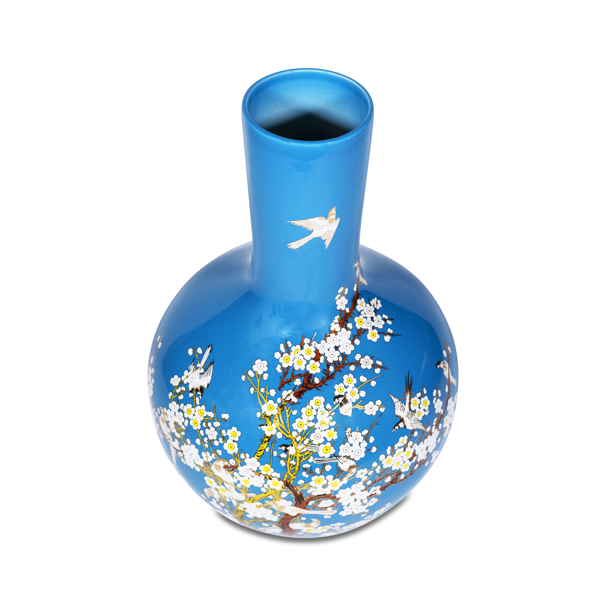 Bloemenvaas geel L Vaas blauw bloemen L
