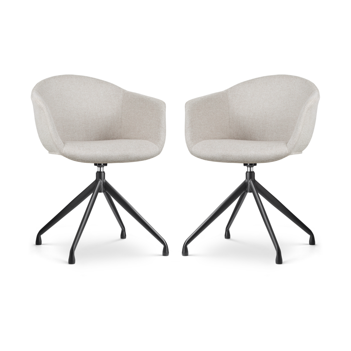 Eetkamerstoel Nola-Otis draaibaar beige - zwart - set van 2