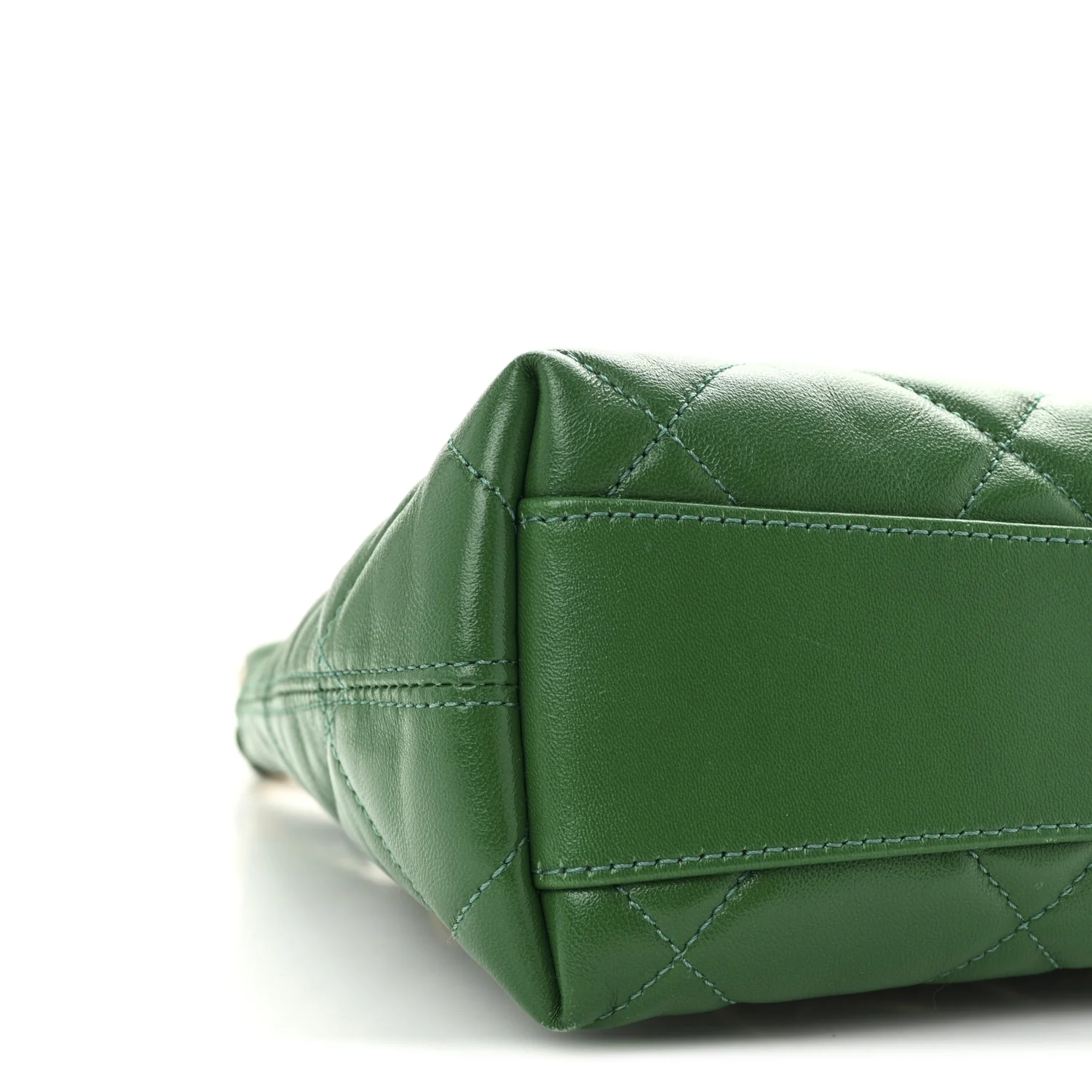 Shiny Crumpled Lambskin Quilted Small CC Funky Town Hobo Green - Top Club