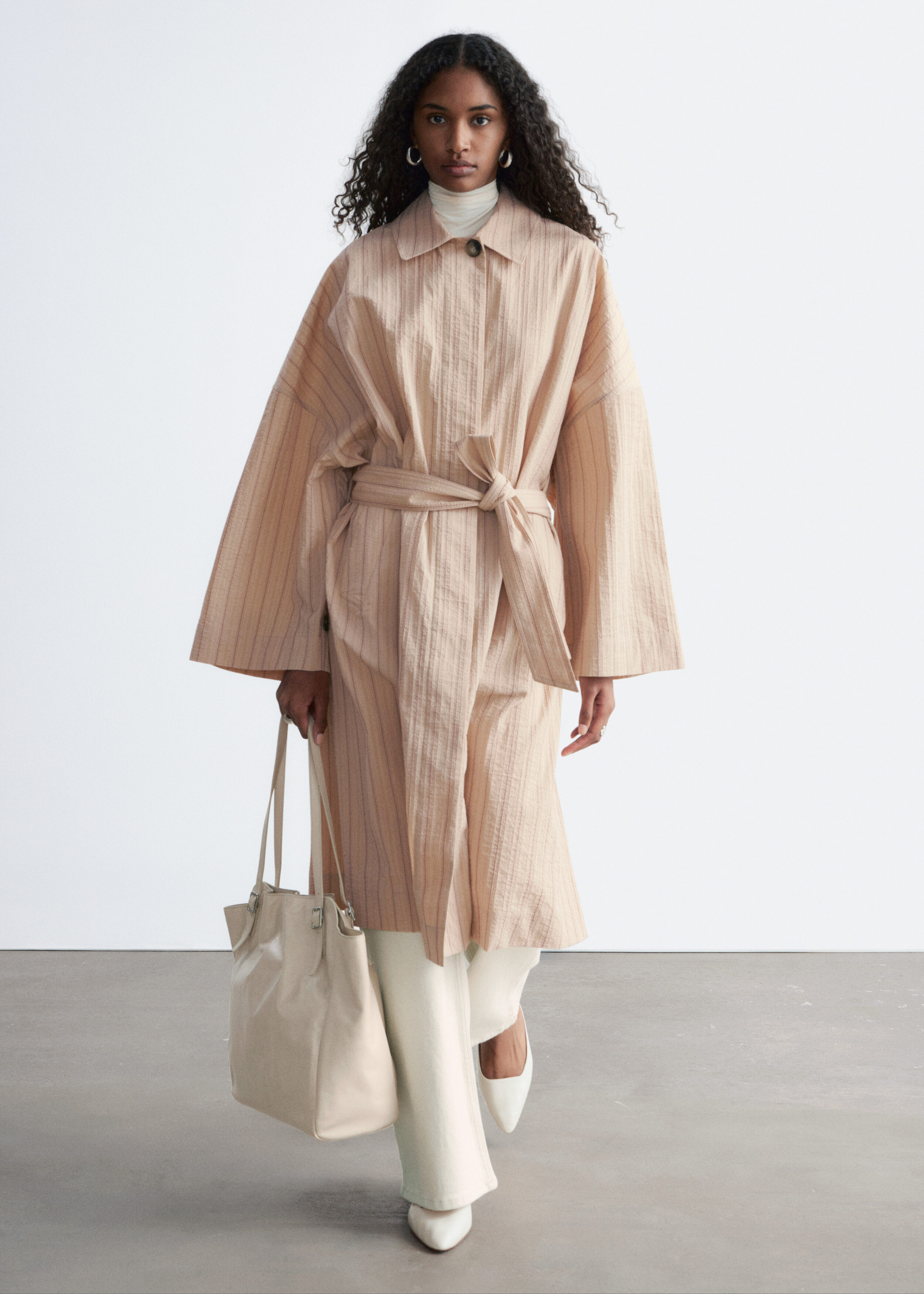 & Other Stories OVERSIZED PINSTRIPE TRENCH COAT