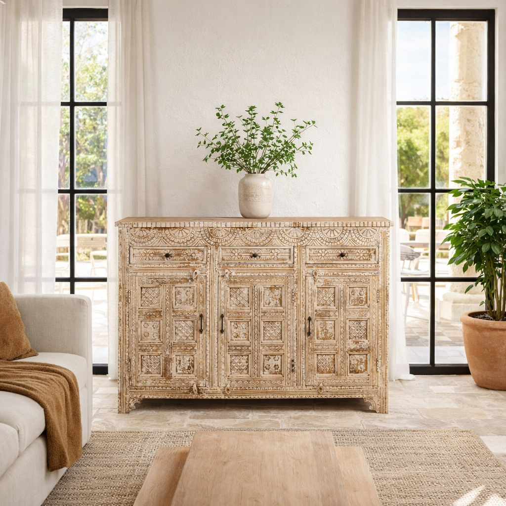 Kochi - Handgesneden Mangohouten Dressoir