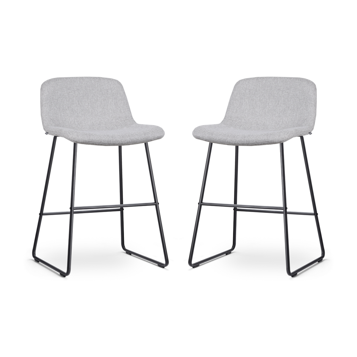 Barkruk Nino-Mats lichtgrijs - zwart - 65 cm - set van 2