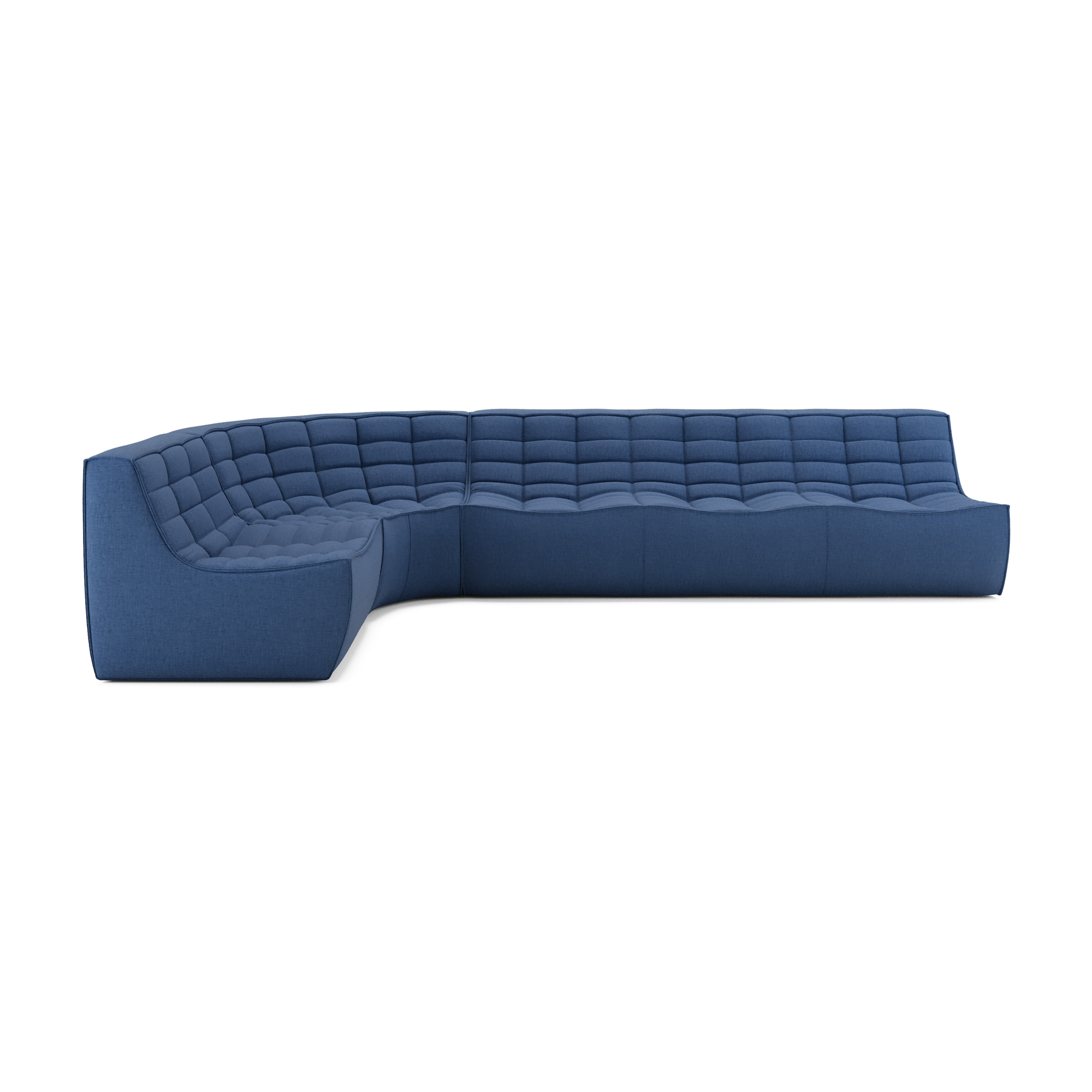 Modulaire bank N701 blue set 1 + 3 seat, 90° ronde hoek