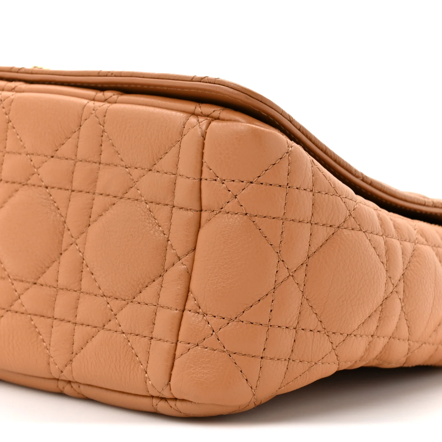 Calfskin Cannage Medium Caro Bag Tan - Top Club