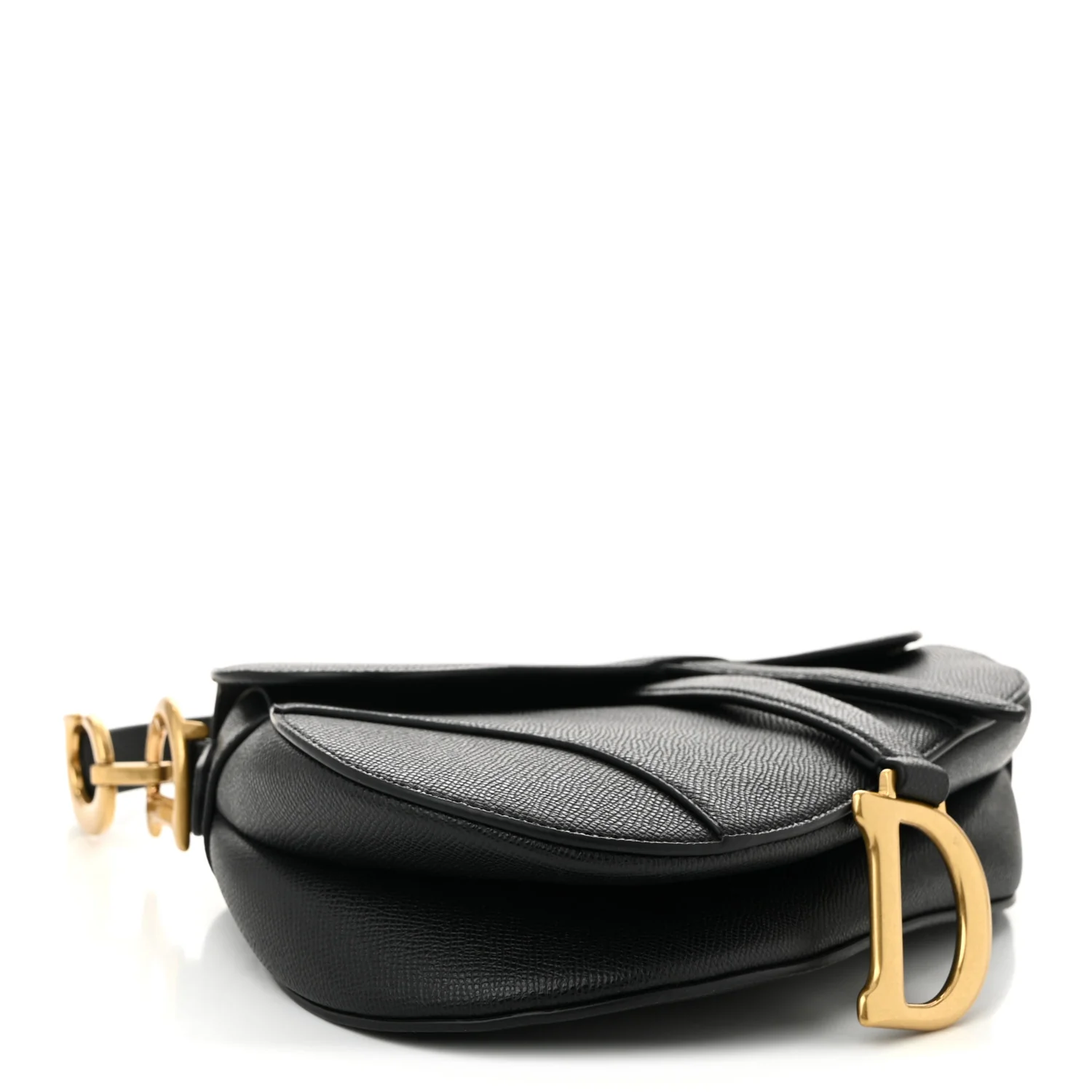 Grained Calfskin Saddle Bag Black - Top Club