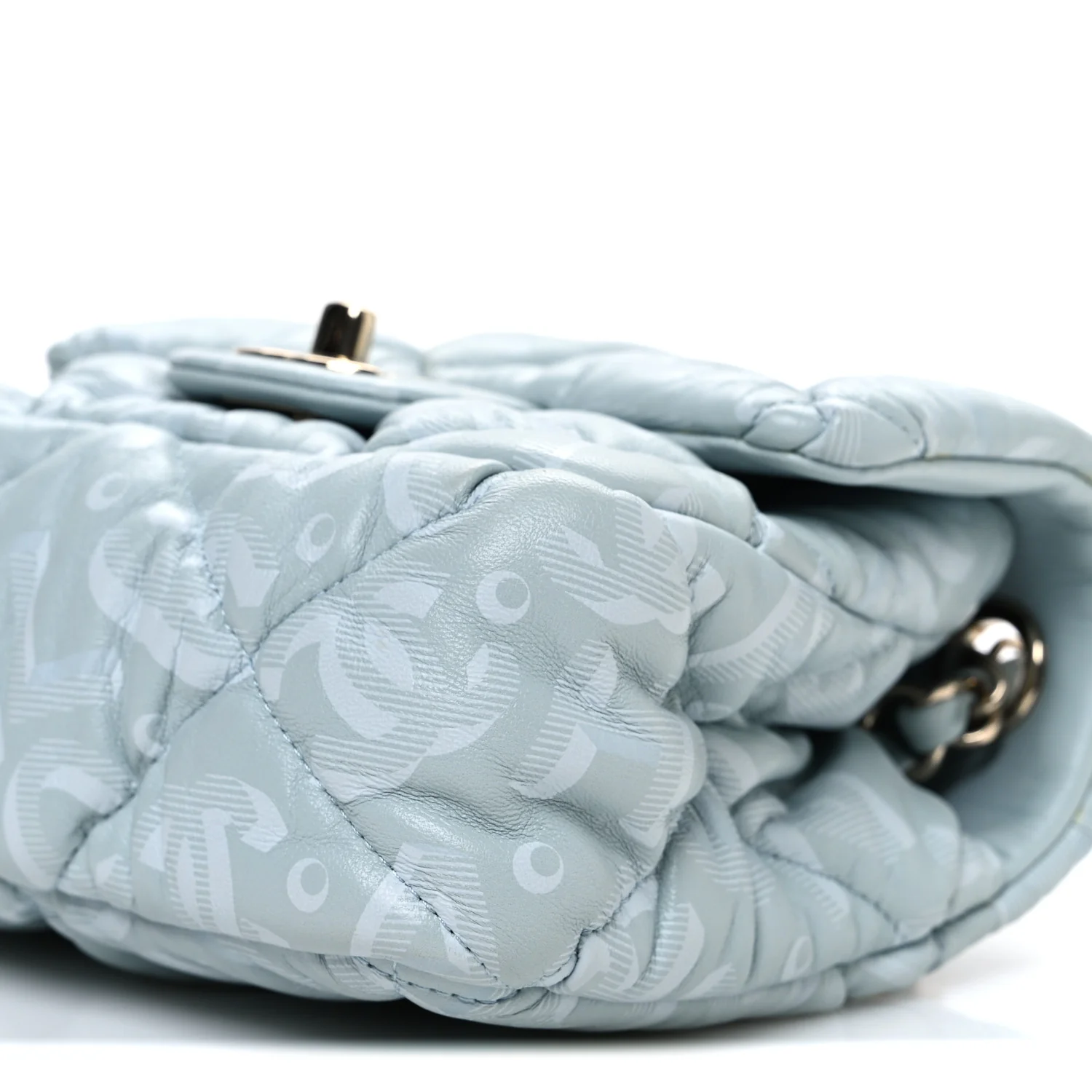 Lambskin Quilted Printed CC Mini Square Flap Light Blue - Top Club