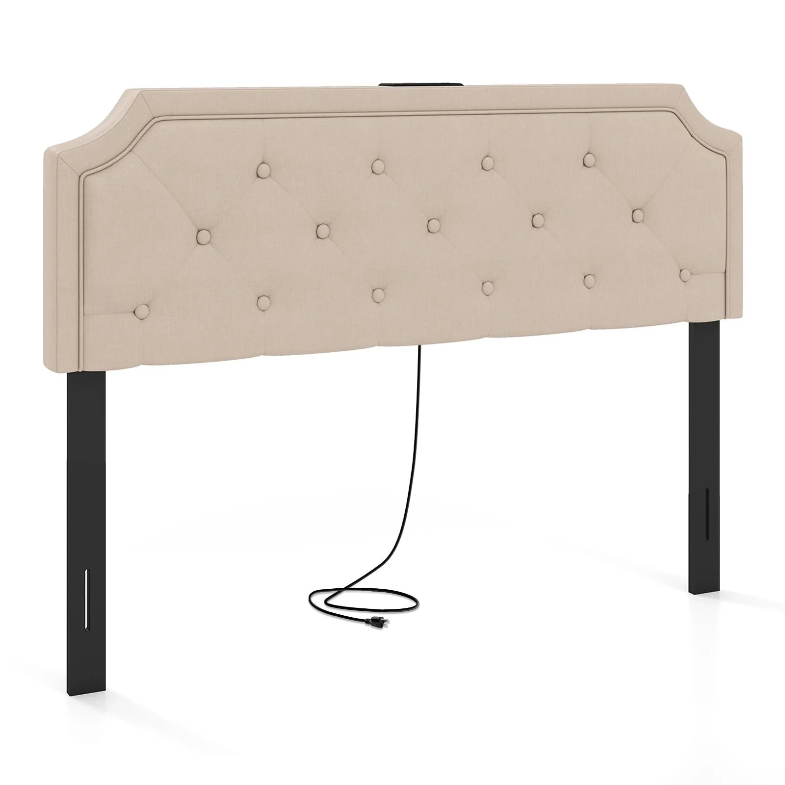BEFOUNDLOVELY Upholstered Headboard with Charging Station for Full & Queen Size Bed Frame